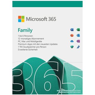 Microsoft 365 Family (inkl. Microsoft Defender) - 6  Nutzer - 1 Jahr